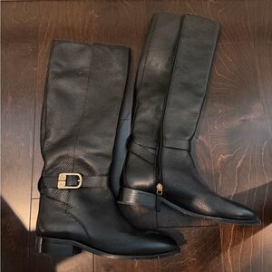 Tory Burch Classic Black Leather Knee-High Boots - Women's